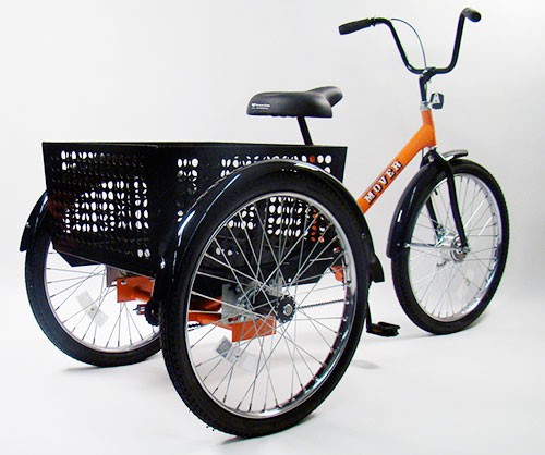 three wheel bicycle with basket